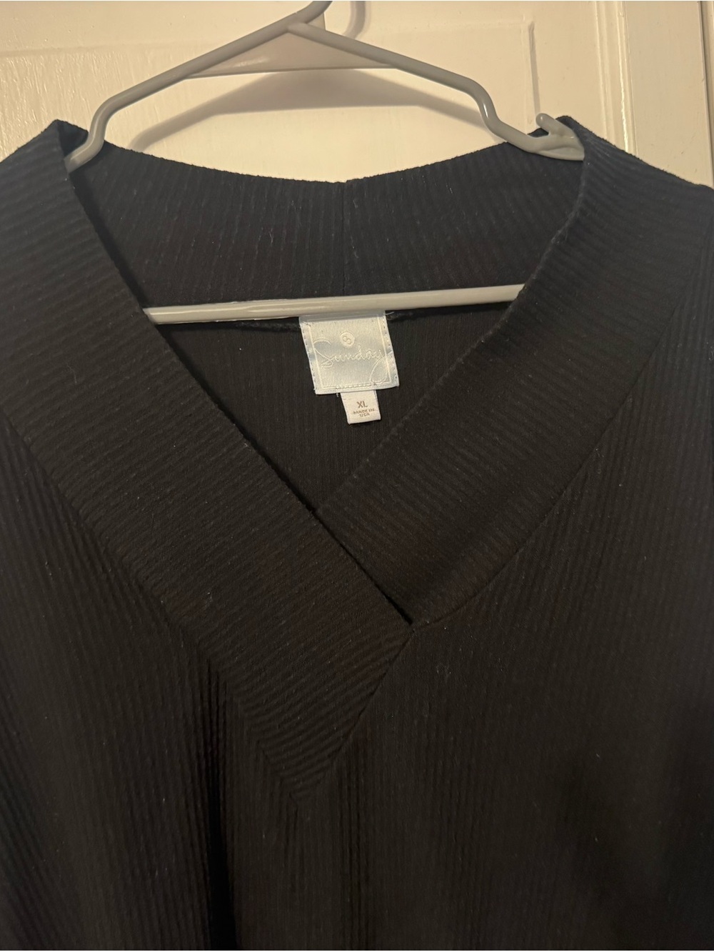 Sunday Black Ribbed V‑Neck Sweater